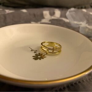 10K Gold Plated Sterling Silver Double Cross Ring